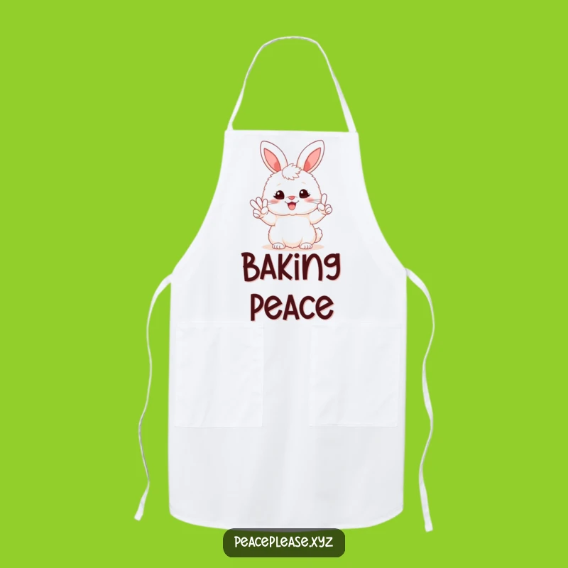 Funny Bunny Peace Sign Apron - Cute Kitchen Wear, Ideal Hilarious Gift for Cooks