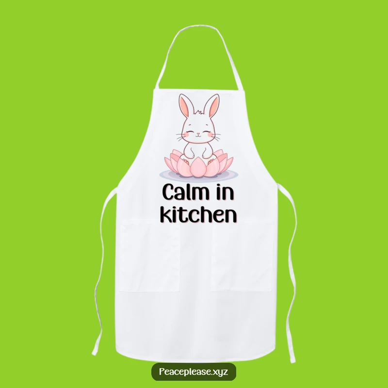 Funny Calm Rabbit Apron: Kitchen Meditation Lotus Humor