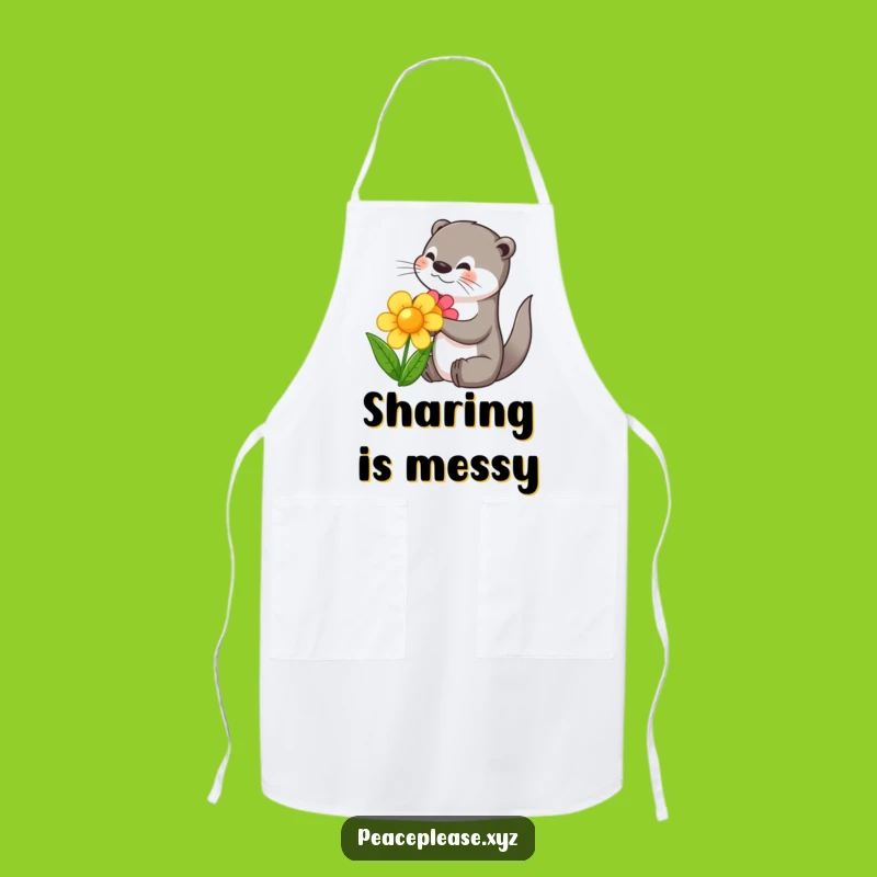 Funny Otter Flower Apron - Kitchen Fun & Cooking Gift