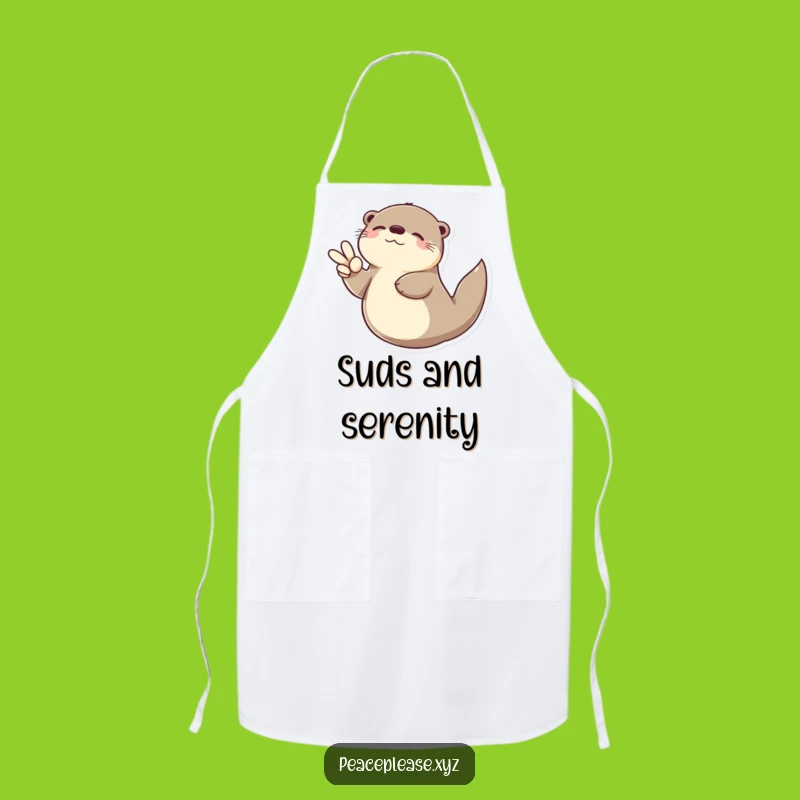 Funny Otter Peace Sign Apron: Chill Kitchen Accessory, Perfect Gift!