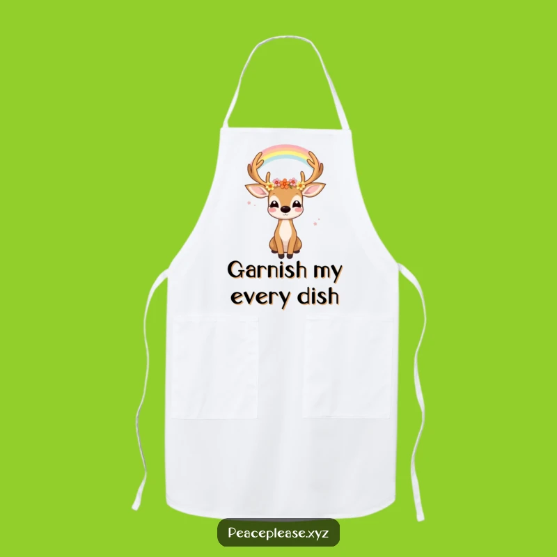 Funny Deer Rainbow Apron: Whimsical Floral Antlers, Kitchen Magic