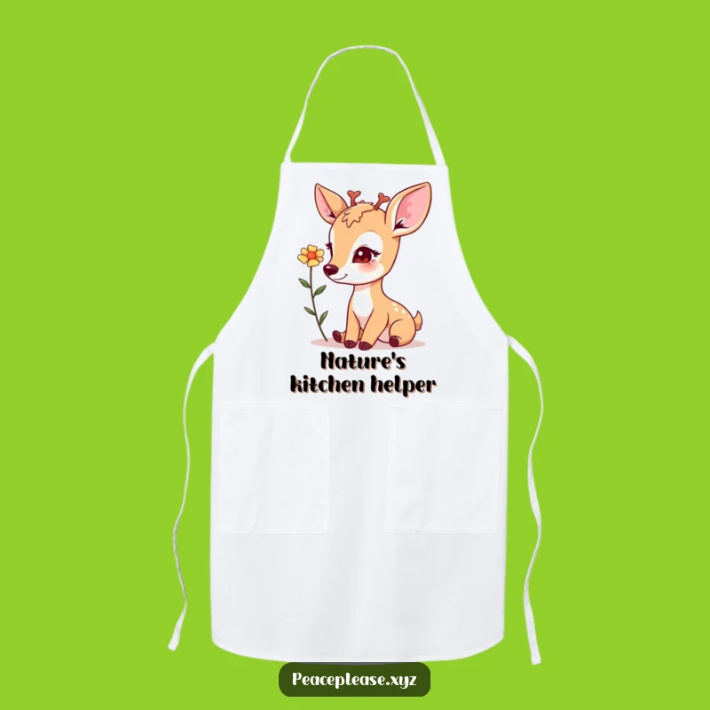 Gentle Deer Flower Apron - Nature Kitchen Wear, Perfect Thoughtful Gift for Cooks