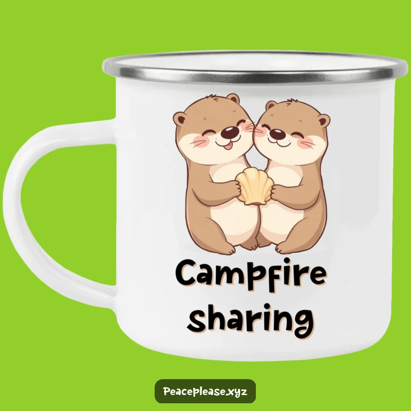 Cheerful Otter Seashell Camping Mug - Durable Aquatic Cup, Great Funny Outdoor Gift