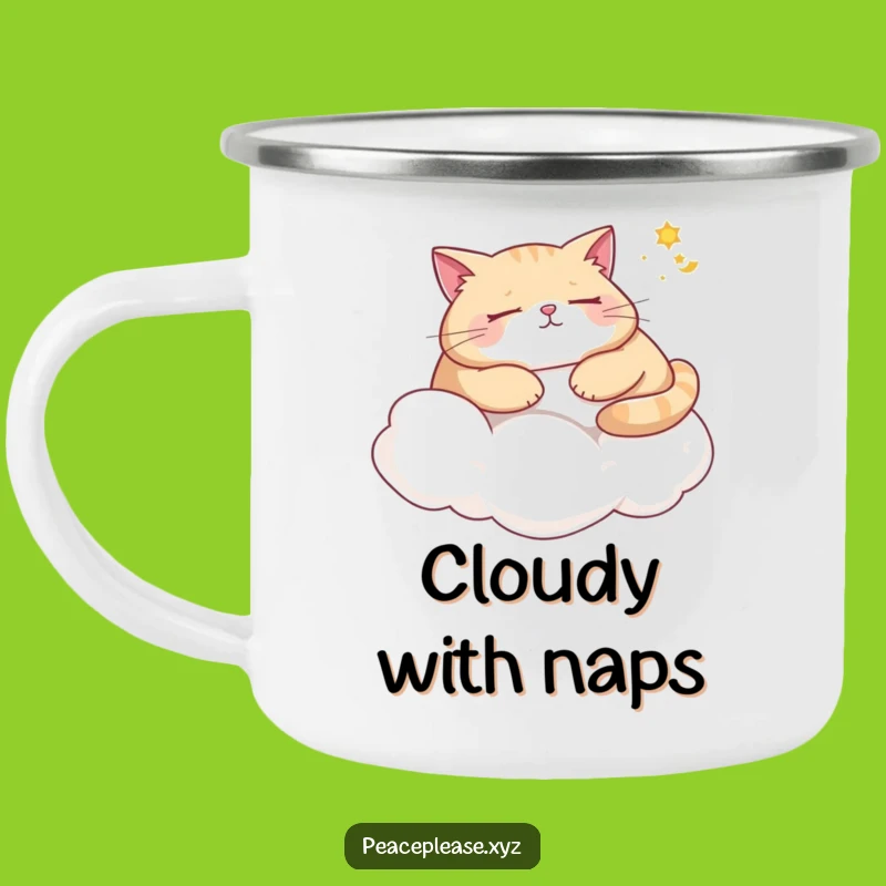 Funny Cat Cloud Camping Mug: Durable & Hilarious Outdoor Feline Gear Gift
