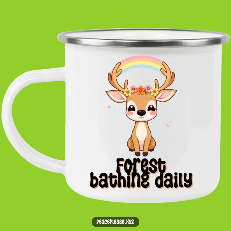 Funny Deer Rainbow Camping Mug: Whimsical Antlers, Nature Drinkware