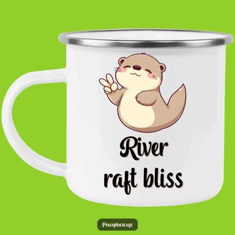 Funny Otter Peace Sign Camping Mug: Relaxing Outdoor Drinkware, Great Gift!