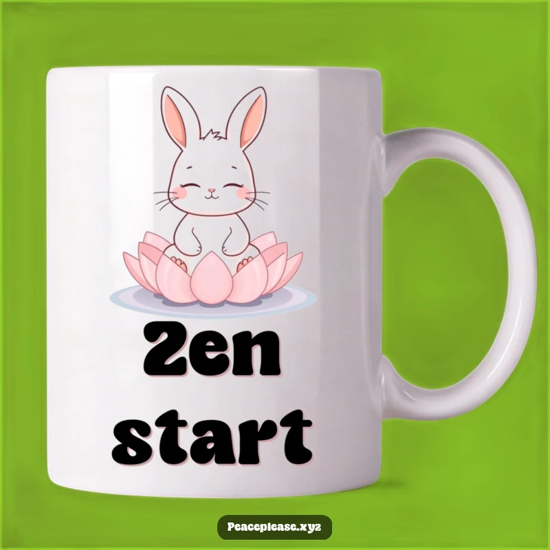 Funny Calm Rabbit Meditation Mug: Zen Lotus Flower Peace Gift
