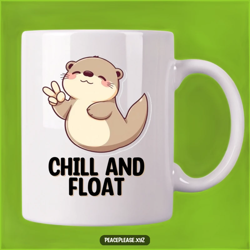 Funny Otter Peace Sign Mug: Relaxing Aquatic Vibes & Funny Gift!