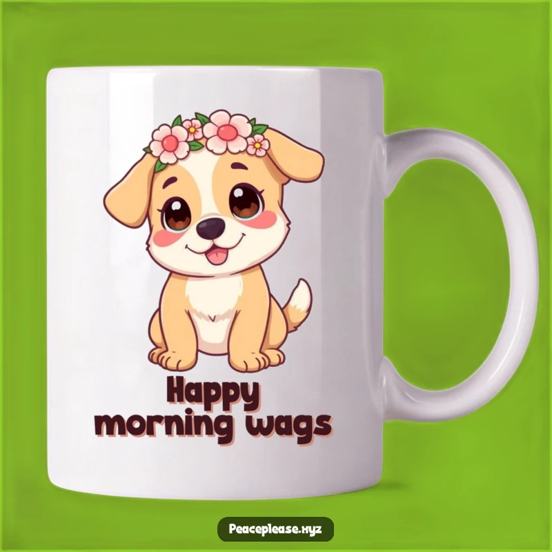 Funny Dog Flower Crown Mug: Happy Tail Wagger, Hilarious Pet Gift
