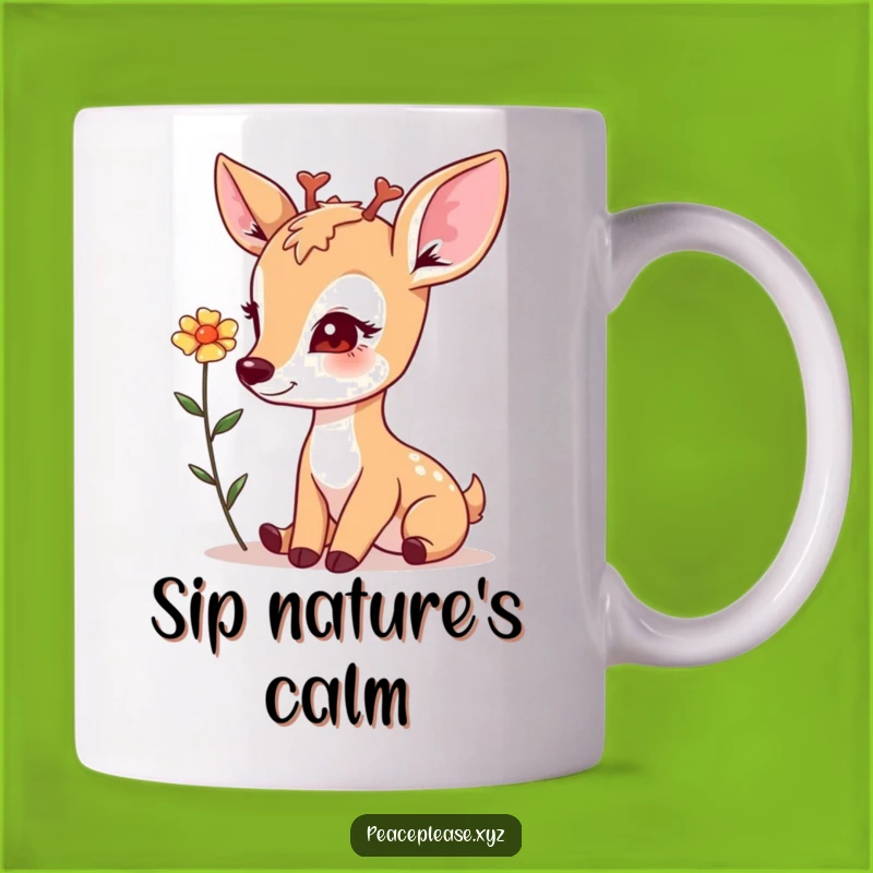 Gentle Deer Flower Offering Mug - Kind Animal Lover, Perfect Thoughtful Gift Idea
