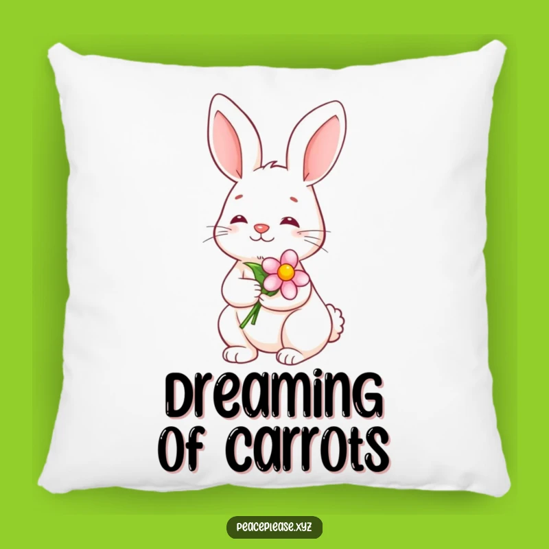 Funny Serene Bunny Pillow: Calm Smile Flower Comfort, Peaceful Decor