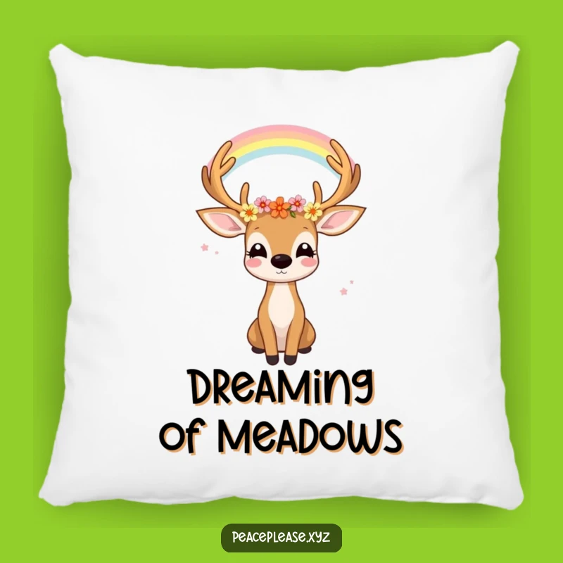 Funny Deer Rainbow Pillow: Cozy Floral Antlers, Serene Comfort Decor