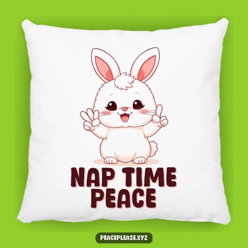Funny Bunny Peace Sign Pillow - Soft Cute Cushion, Perfect Hilarious Gift Accent