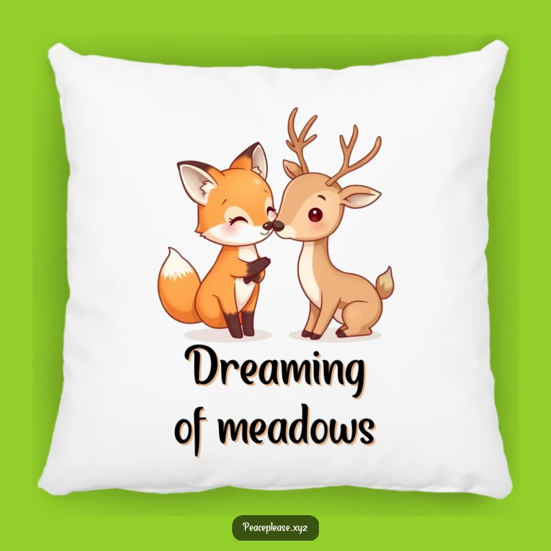 Funny Fox & Deer Pillow: Cozy Woodland Accent Pillow, Perfect Gift!