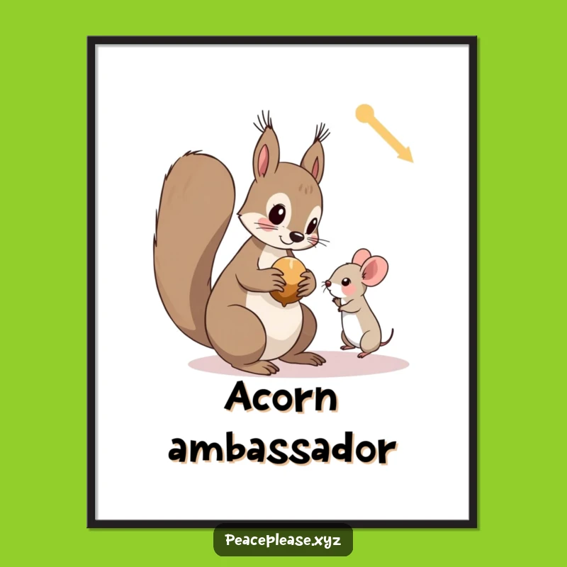 Funny Squirrel and Mouse Digital Art: Adorable Woodland Friends Print