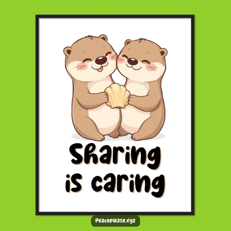 Cheerful Otter Seashell Digital Art - Instant Aquatic Decor, Perfect Funny Gift