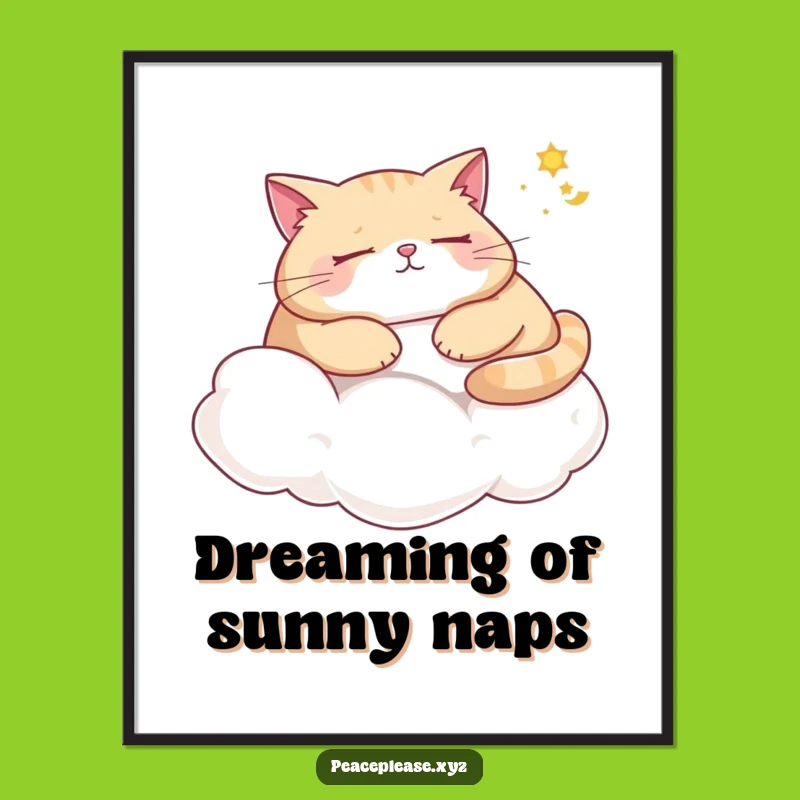 Funny Cat Cloud Art Print: Instant Hilarious Feline Decor Gift Download