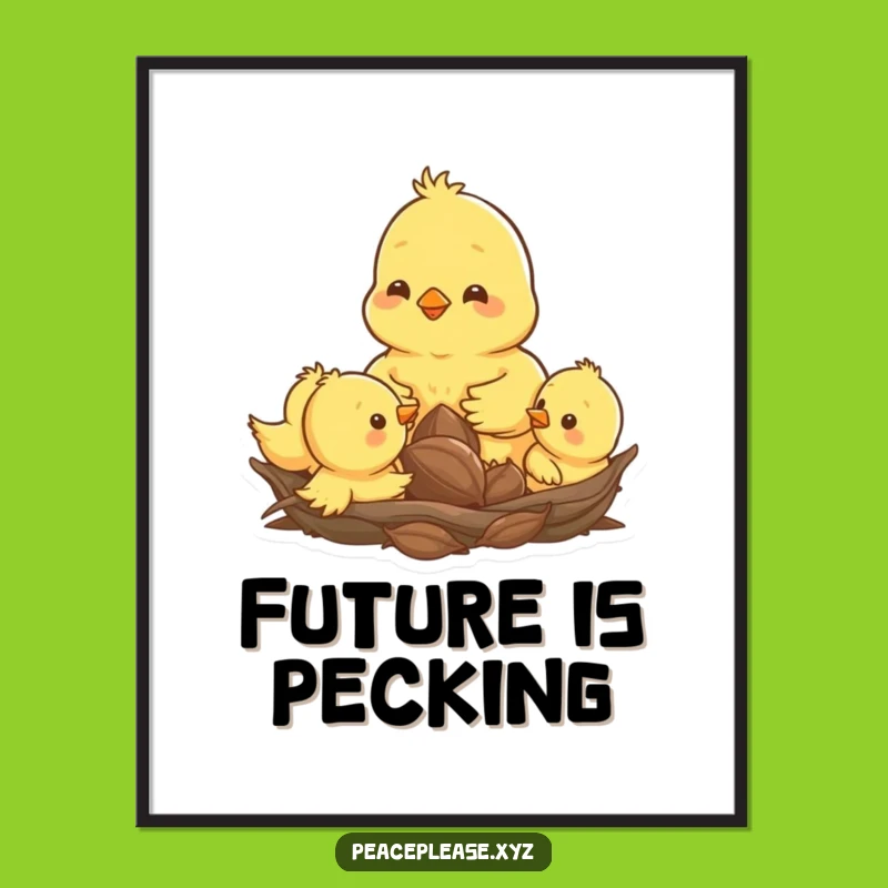 Funny Chick Family Digital Art: Cute Nesting Chicks Print