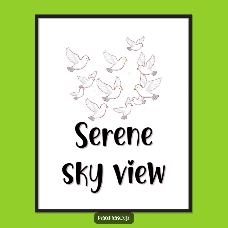Funny Dove Flock Art Print: Peaceful Flight Digital Download, Instant Serene Gift