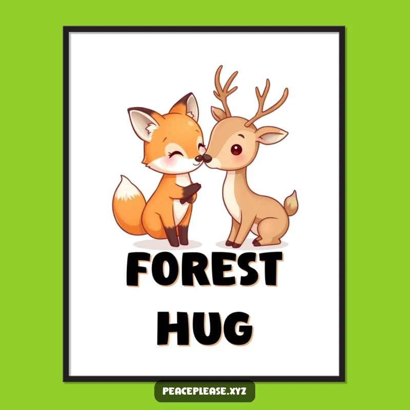 Funny Fox & Deer Digital Art: Whimsical Woodland Printable Wall Decor!