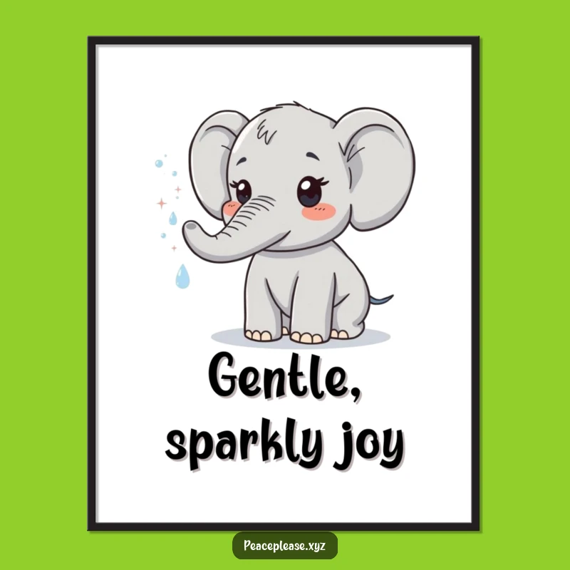 Funny Elephant Digital Art Print: Sparkling Mist Character, Perfect Wall Decor
