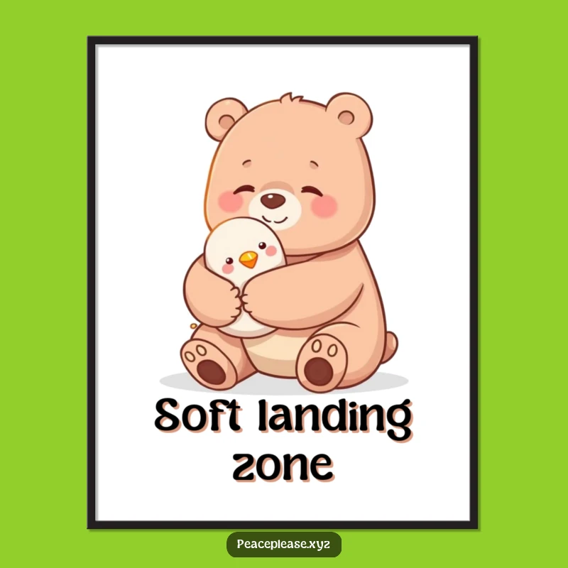 Funny Bear Hug Art Print: Adorable Animal Friendship Digital Download, Instant Gift