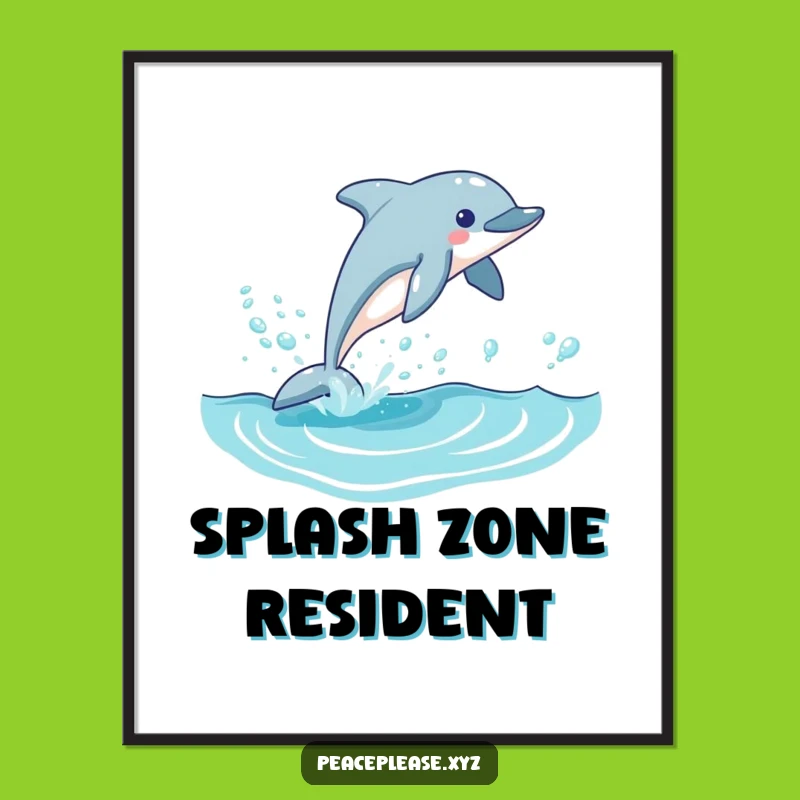 Funny Dolphin Wave Leap Digital Art: Hilarious Ocean Print for Walls