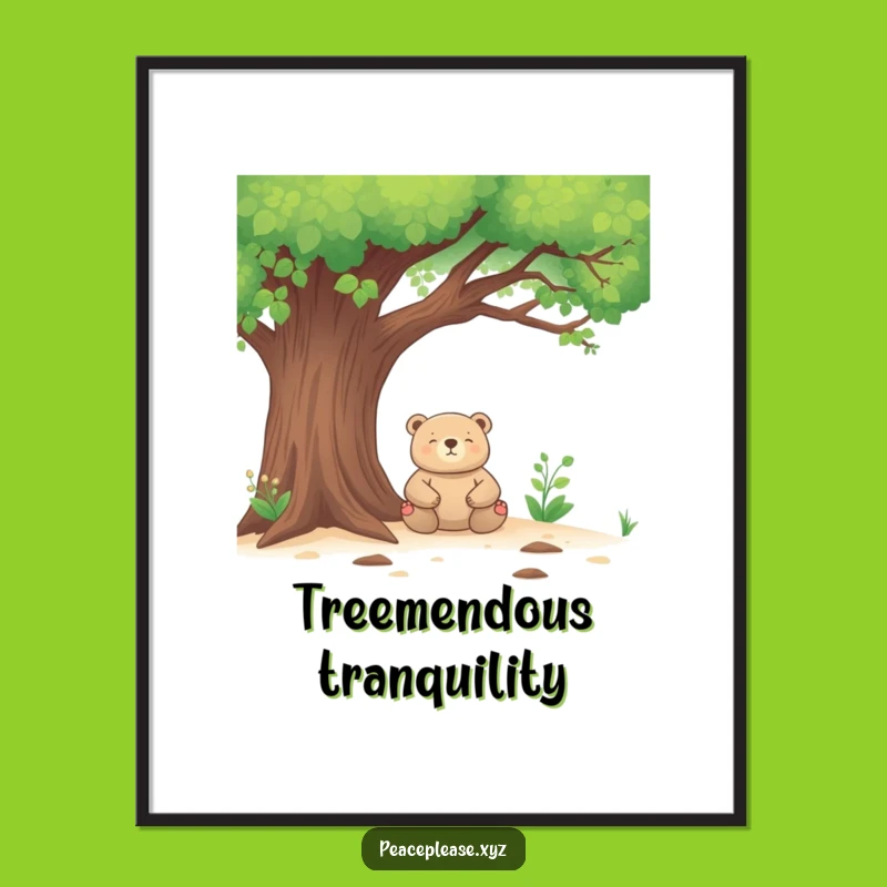 Funny Bear Digital Art: Meditating Zen, Hilarious Peaceful Decor Gift