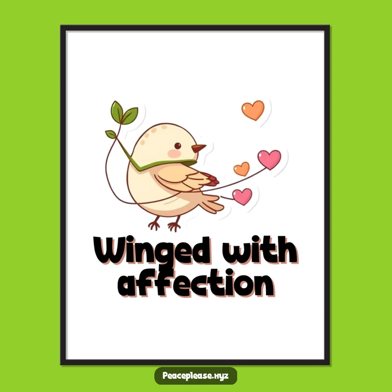 Funny Bird Heart Flight Digital Art: Tiny Hero Printable for Love Decor