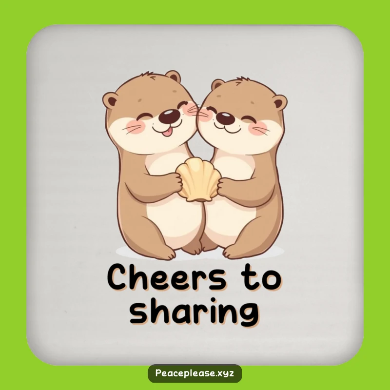 Cheerful Otter Seashell Coaster - Protect Surfaces with Cute Humor, Funny Gift