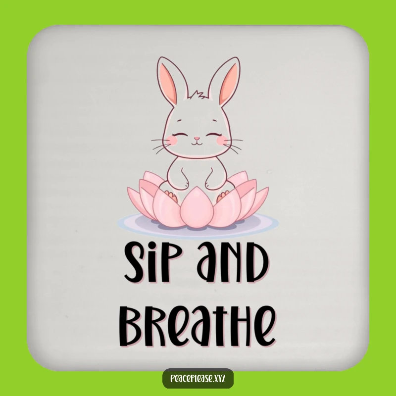 Funny Calm Rabbit Coaster: Zen Lotus Protection Humor