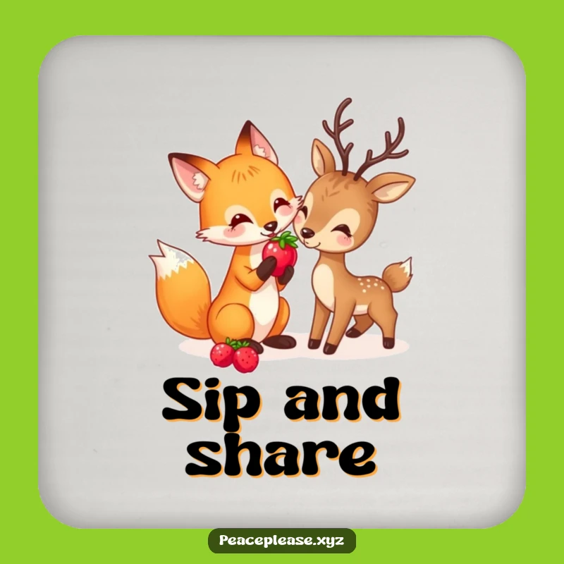 Funny Fox & Deer Coaster: Protect Surfaces with Woodland Charm, Cute Funny Gift