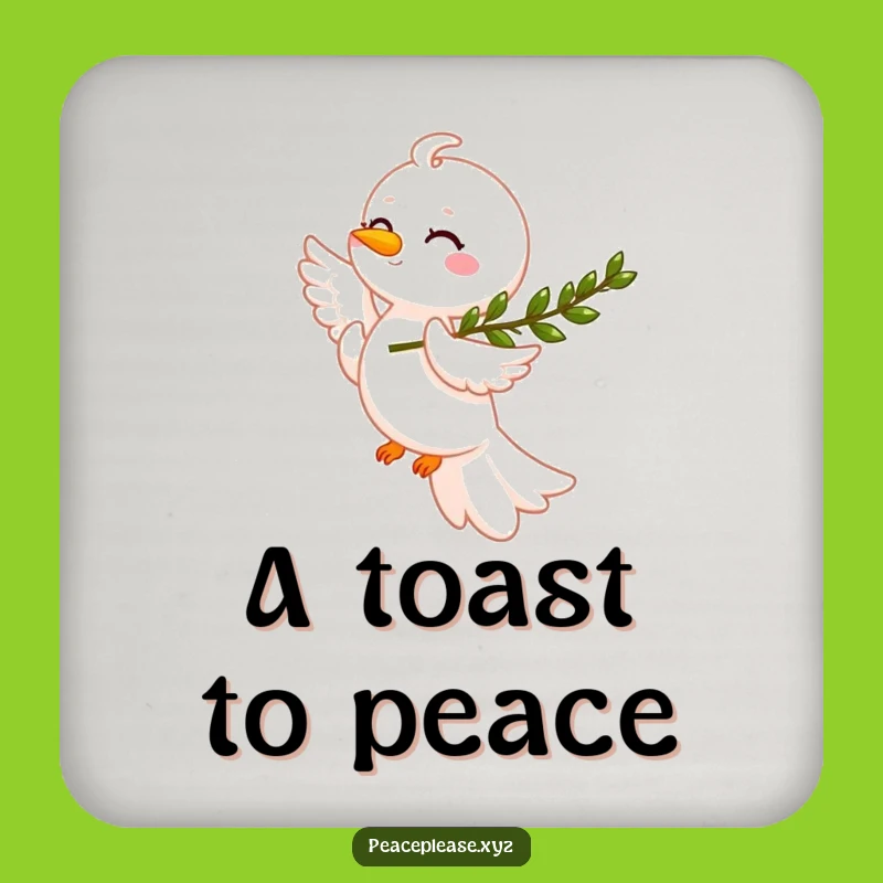 Funny Smiling Dove Coaster: Peace Olive Branch Protection