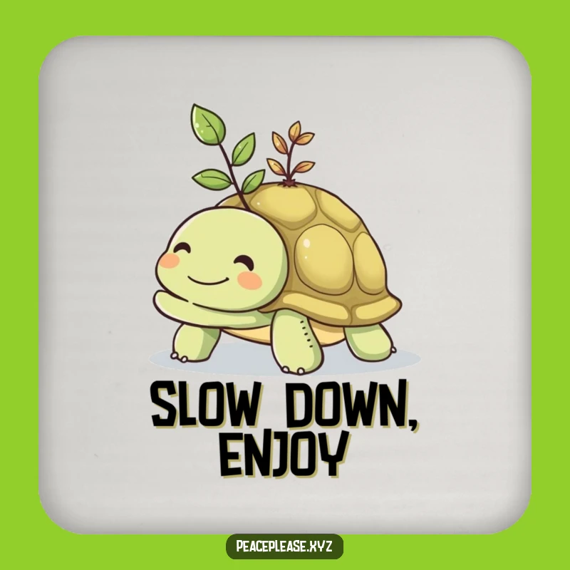 Funny Turtle Seedling Coaster Set: Growth, Dreams, Drink Protection