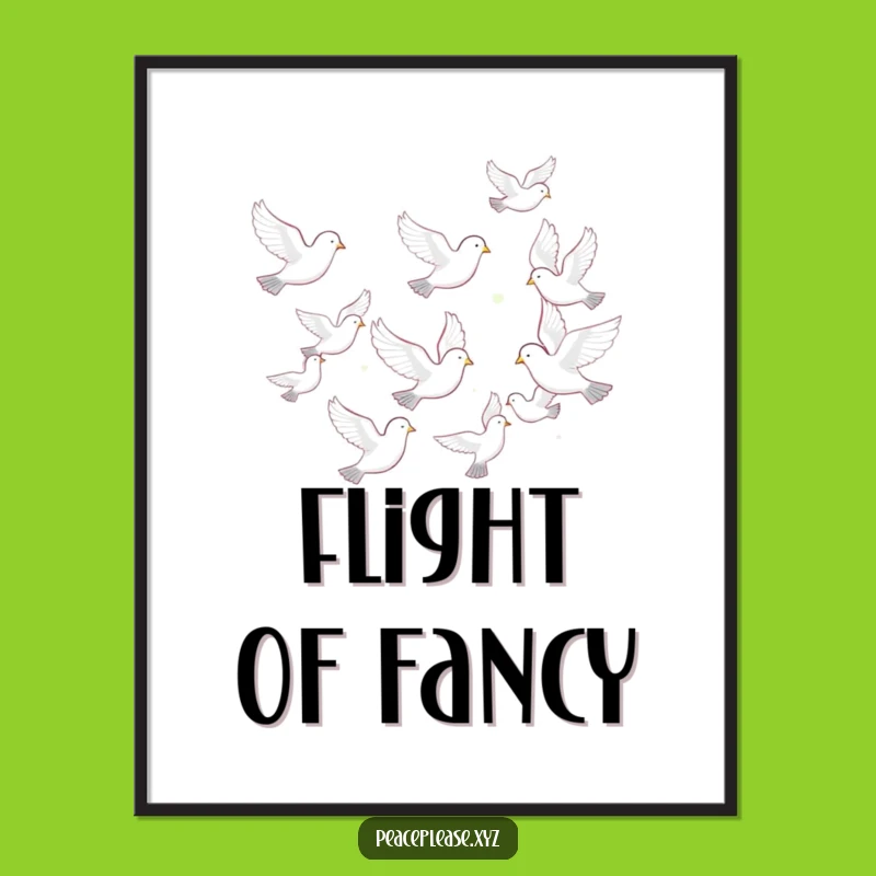 Funny Dove Flock Poster: Serene Wall Art, Peaceful Formation Print, Perfect Gift