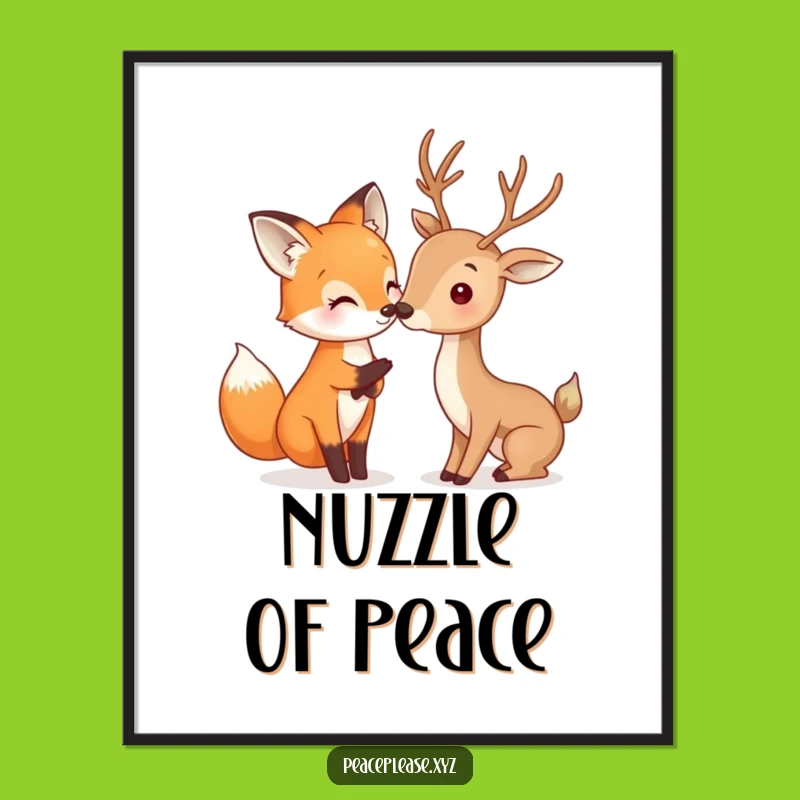 Funny Fox & Deer Poster: Enchanting Woodland Art Print for Your Home!
