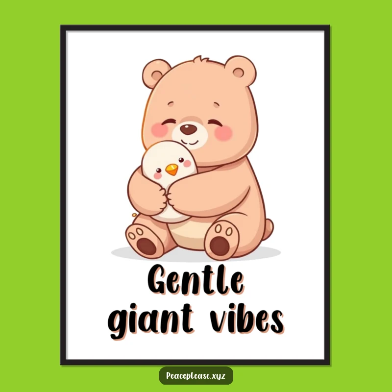 Funny Bear Hug Poster: Adorable Animal Art Print, Sweet Friendship Decor, Perfect Gift