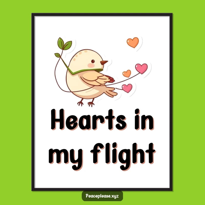 Funny Bird Heart Flight Poster: Tiny Hero Art for Love-Filled Decor