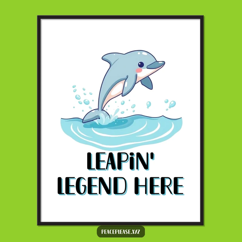 Funny Dolphin Wave Leap Poster: Hilarious Ocean Art for Walls