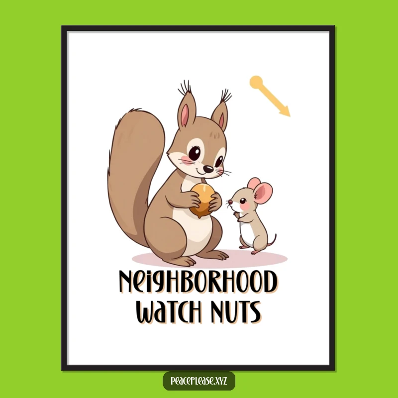 Funny Squirrel and Mouse Poster: Charming Woodland Art Print for Gifts