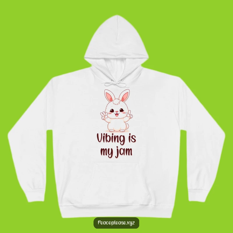 Cozy Funny Bunny Peace Sign Hoodie - Warm Fluffy Animal, Perfect Gift for Laughter
