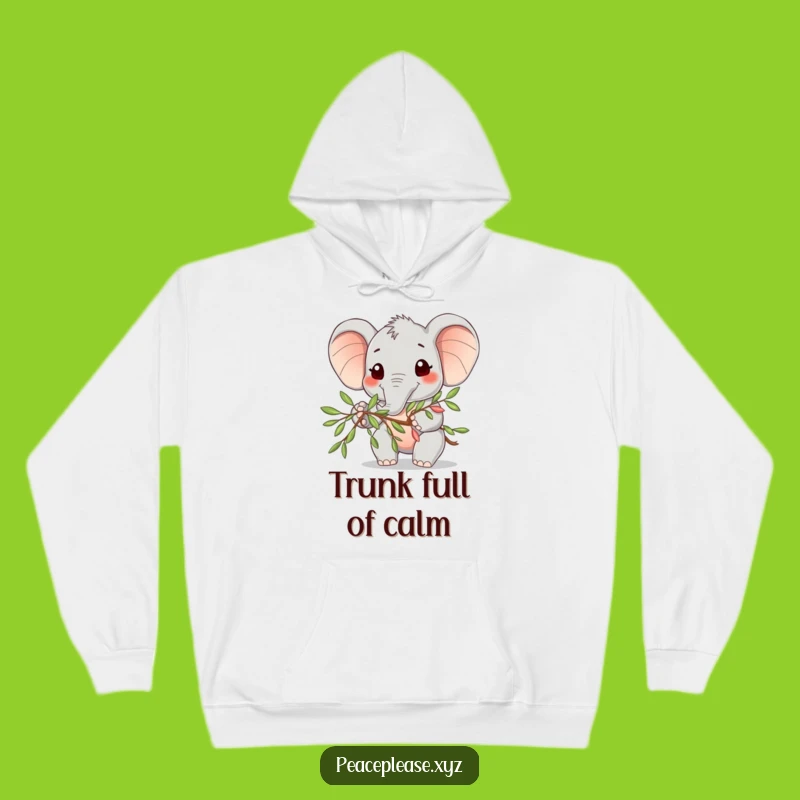 Funny Elephant Olive Branch Hoodie: Cozy Comfort and Peace in this Friendly Design