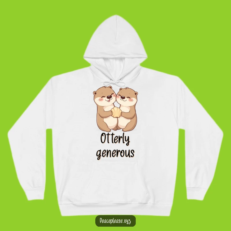 Cozy Cheerful Otter Seashell Hoodie - Warm Aquatic Friend, Perfect Funny Gift