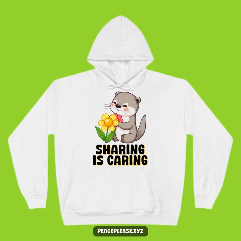 Cozy Funny Otter Sharing Flower Hoodie - Warm & Whimsical Gift