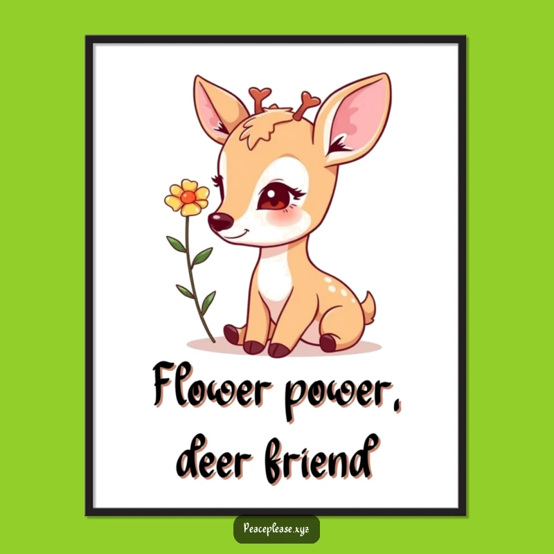 Free Printable Deer Flower Art: Serene Downloadable Wall Art for a Peaceful, Funny Touch!