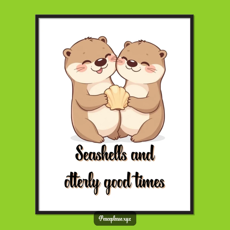 Free Printable Otter Seashell Art: Whimsical Downloadable Wall Art for a Playful, Funny Vibe!