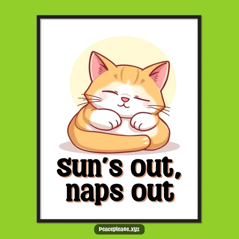 Free Printable Wall Art: Napping Cat, Cozy Downloadable Decor!