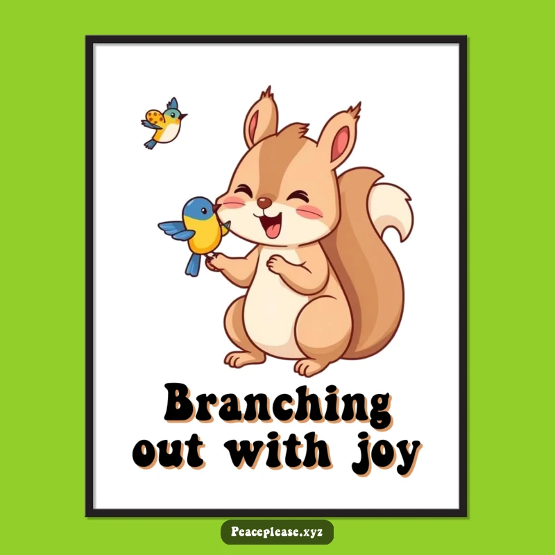 Funny Free Printable Wall Art: Squirrel shares nuts, hilarious downloadable art gift!