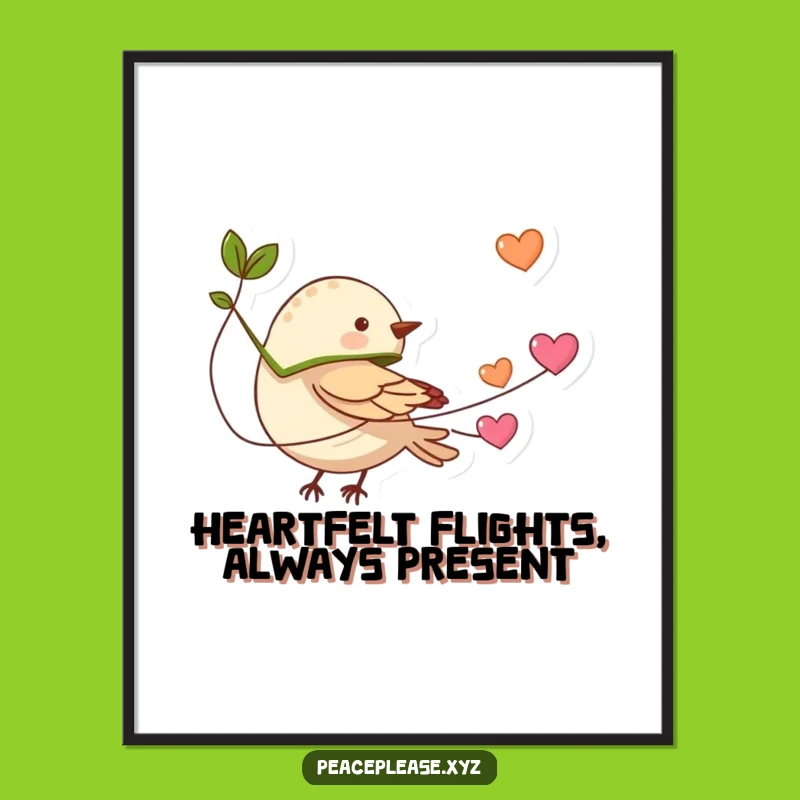 Free Printable Wall Art: Bird Hearts Flying, Funny Downloadable Decor Gift