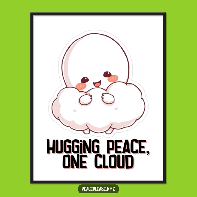Free Printable Wall Art: Peace Cloud Character, Serene Home Decor